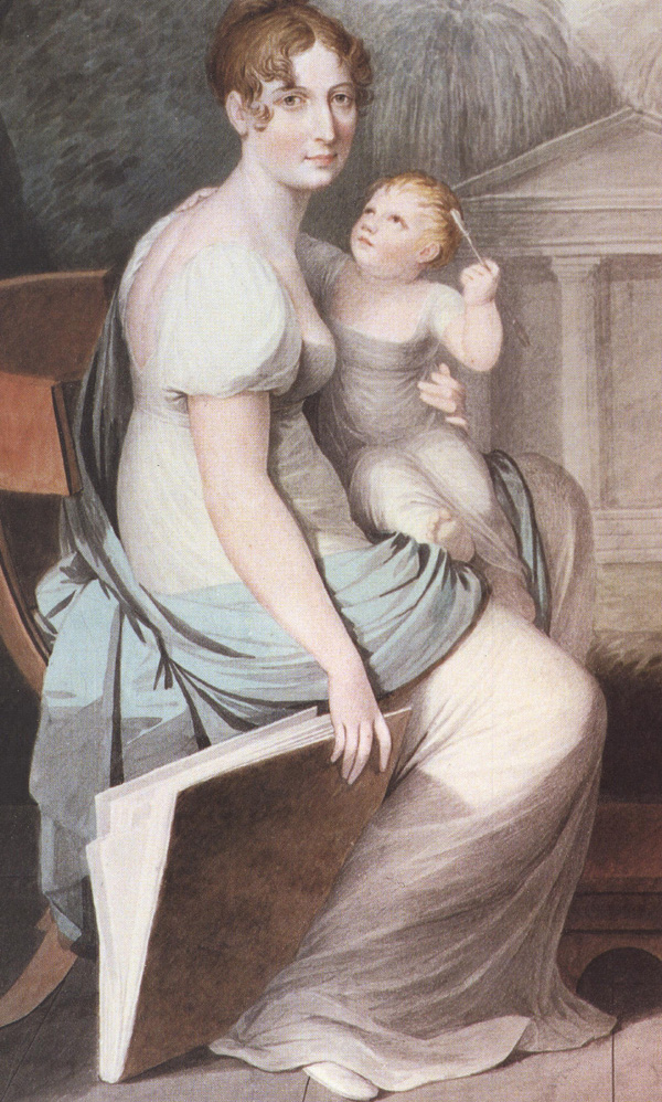 Abbildung 4: Anonym, Malerin mit Kind im Freien, ca. 1800