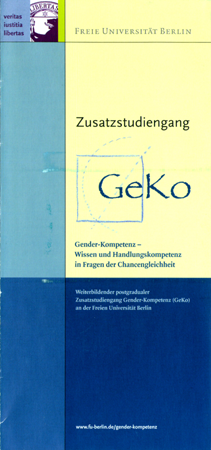 Leaflet Zusatzstudiengang Gender-Kompetenz (2003)
